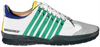 DSquared2 Patent Striped Glitter Suede Sneaker - Lyst