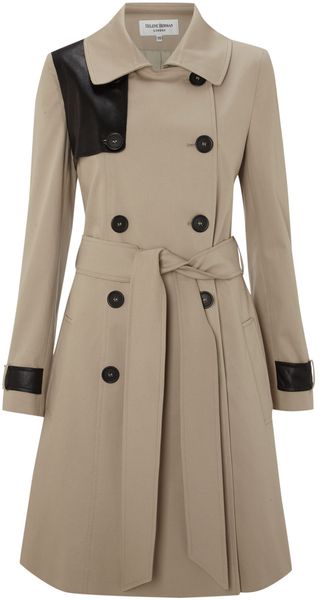 Helene Berman Double Breasted Contrast Flap Trench - Lyst