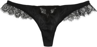 Kiki De Montparnasse Silkblend Charmeuse and Chantilly Lace Thong - Lyst