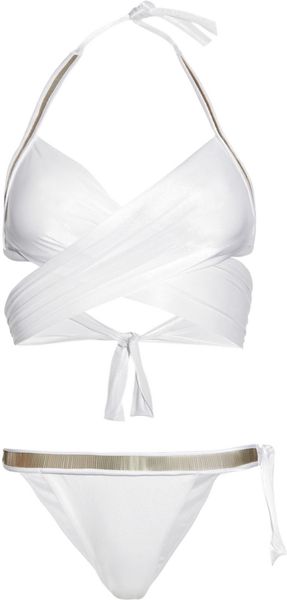 La Perla Golden Chain Embellished Wraparound Bikini - Lyst