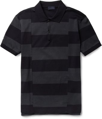 Lanvin Split Stripe Cotton Piqué Polo Shirt - Lyst