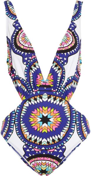 Mara Hoffman Pow Wow Printed Plunge Swimsuit - Lyst