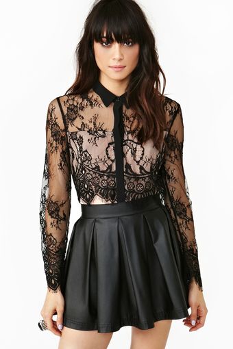 Nasty Gal Lace Blouse - Lyst