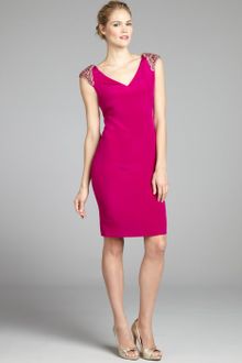 Notte By Marchesa Silk Bead Embellished V-Nneck Party Dress - Lyst