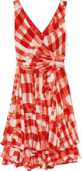 Oscar de la Renta Printed Silk Chiffon Dress - Lyst