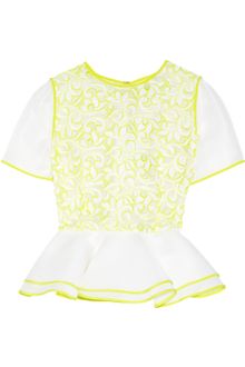 Prabal Gurung Silkorganza and Lace Peplum Top - Lyst