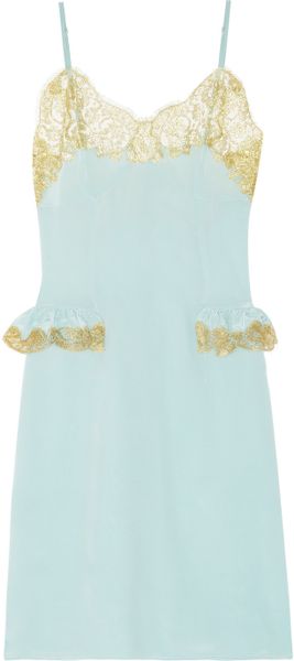 Rosamosario Lace Trimmed Silk Chemise - Lyst