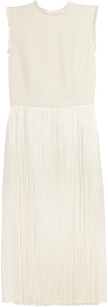 Stella McCartney Silk Fringed Cady Dress - Lyst