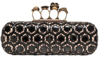 Alexander McQueen Laser Cut Patent Knucklebox Clutch - Lyst