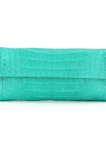Nancy Gonzalez Teal Croc Foldover Clutch - Lyst