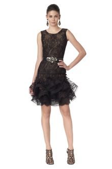 Oscar de la Renta Sleeveless Dress with Lace Hem - Lyst