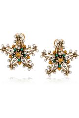 Oscar de la Renta Star Crystal Clip Earrings
