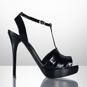 Ralph Lauren Collection Patent Leather Sandal - Lyst