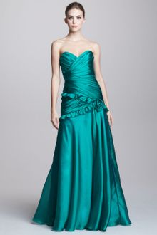 Theia Strapless Ruched Gown - Lyst