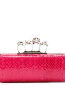 Alexander McQueen Skull Knuckle Snakeskin Box Clutch - Lyst