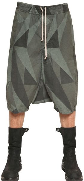 Rick Owens Camouflage Canvas Low Crotch Shorts - Lyst