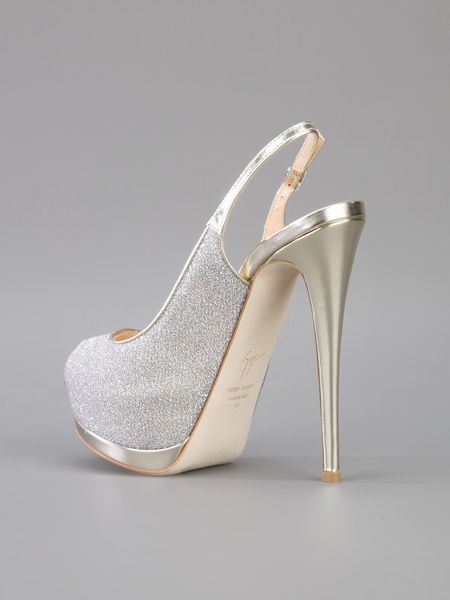 silver sling back pumps