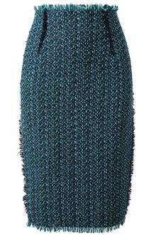 Lanvin Woven Tweed Pencil Skirt - Lyst