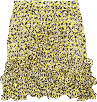 Marni Ruffled Printed Silk Mini Skirt - Lyst