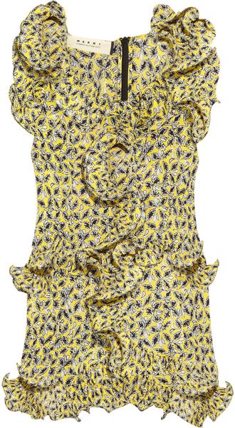 Marni Ruffled Printed Silk Top - Lyst