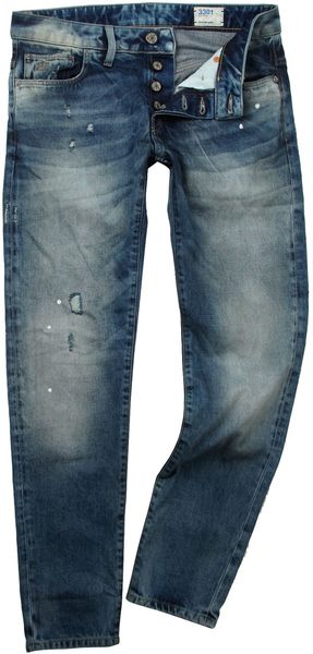 G-star Raw Tapered Fit Washed Jeans - Lyst