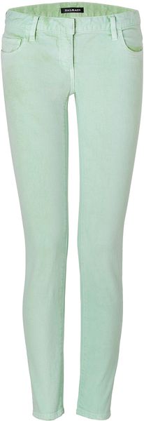 Balmain Pale Mint Midrise Slim Jeans - Lyst