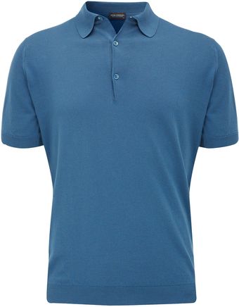 John Smedley Blue Adrian Knitted Polo Shirt - Lyst