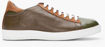 McQ by Alexander McQueen Green Scalloped Toe Leather Sneakers - Lyst