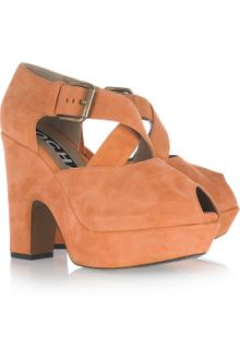 Rochas Suede Platform Peeptoe Pumps - Lyst