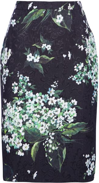 Dolce & Gabbana Lilac Print Pencil Skirt - Lyst