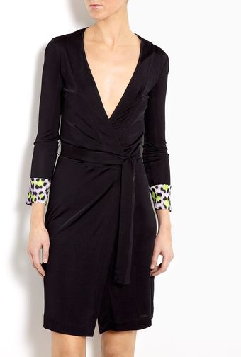 Just Cavalli Leopard Trim Jersey Wrap Dress - Lyst