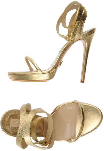Michael Kors Highheeled Sandals in Gold - Lyst