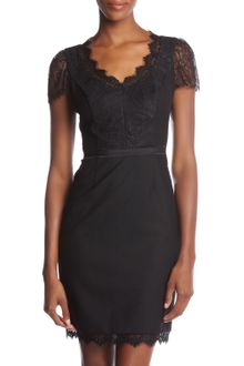 Rebecca Taylor Lace Inset V Neck Dress - Lyst