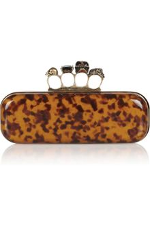 Alexander McQueen Knuckle Swarovski Crystal and Tortoishell Effect Box Clutch - Lyst