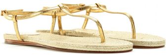 Gucci Lia Metallic Thong Leather Sandals - Lyst