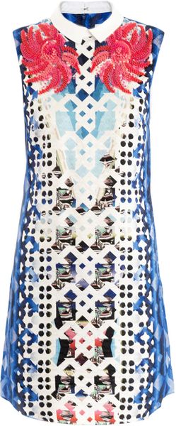 Peter Pilotto Flower Embellished Print Dress - Lyst