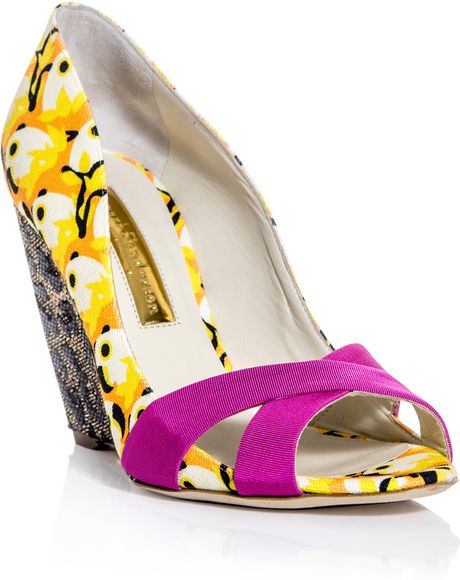 Rupert Sanderson Kibo Parrot Print Wedges in Multicolor (orange) - Lyst