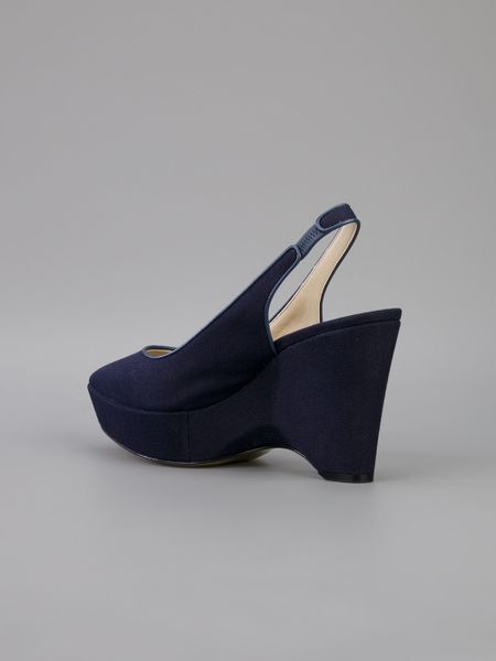 blue canvas wedge shoes