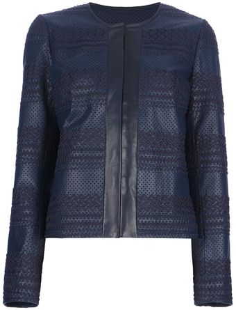 Tory Burch Woven Leather Jacket - Lyst