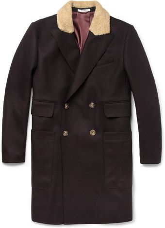 Carven Contrastcollar Woolblend Coat - Lyst