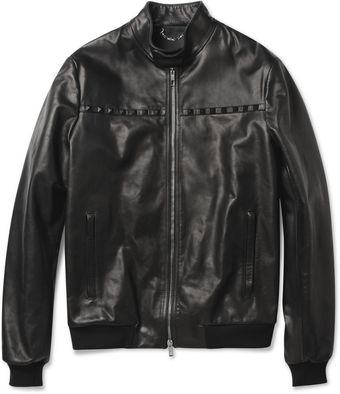 Valentino Studded Leather Bomber Jacket - Lyst