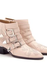 Chloé Studded Leather Buckle Boots