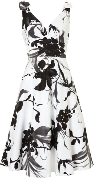 Linea 50s Prom Black White Flower Prom Dress - Lyst