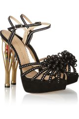 Charlotte Olympia Birds Of Paradise Crystalembellished Suede and Metal Sandals