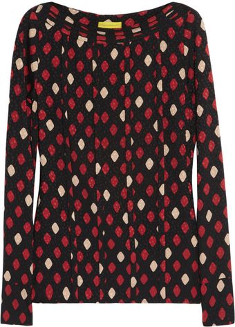 Catherine Malandrino Printed Stretchsilk Top - Lyst