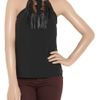 Maje Largo Leatherfringed Silkcrepe Camisole in Black - Lyst