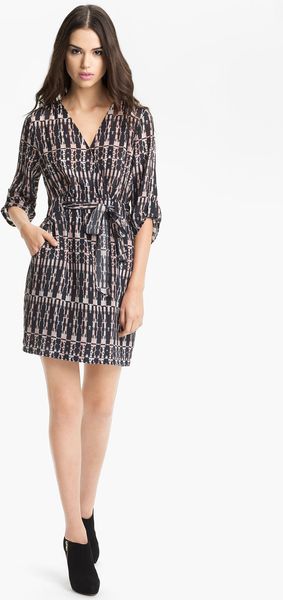 Presley Skye Amy Silk Faux Wrap Dress - Lyst