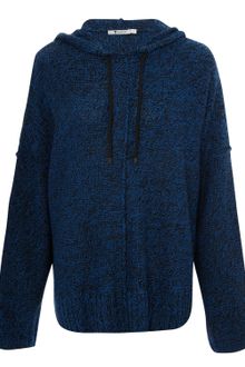 T By Alexander Wang Blue Marl Hooded Knit Jumper - Lyst