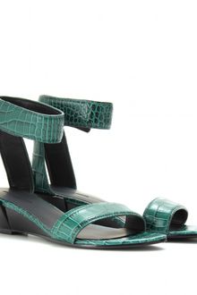 Alexander Wang Vika Croco Embossed Wedge Sandals - Lyst