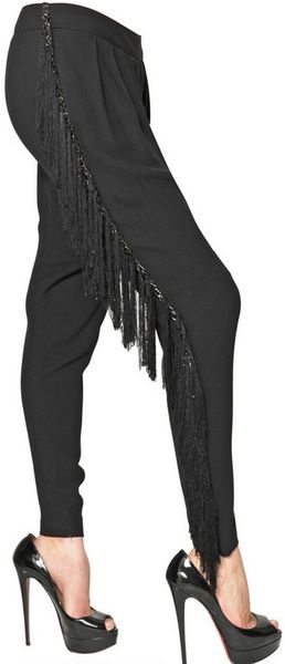 Jay Ahr Viscose Fringing On Crepe Trousers - Lyst